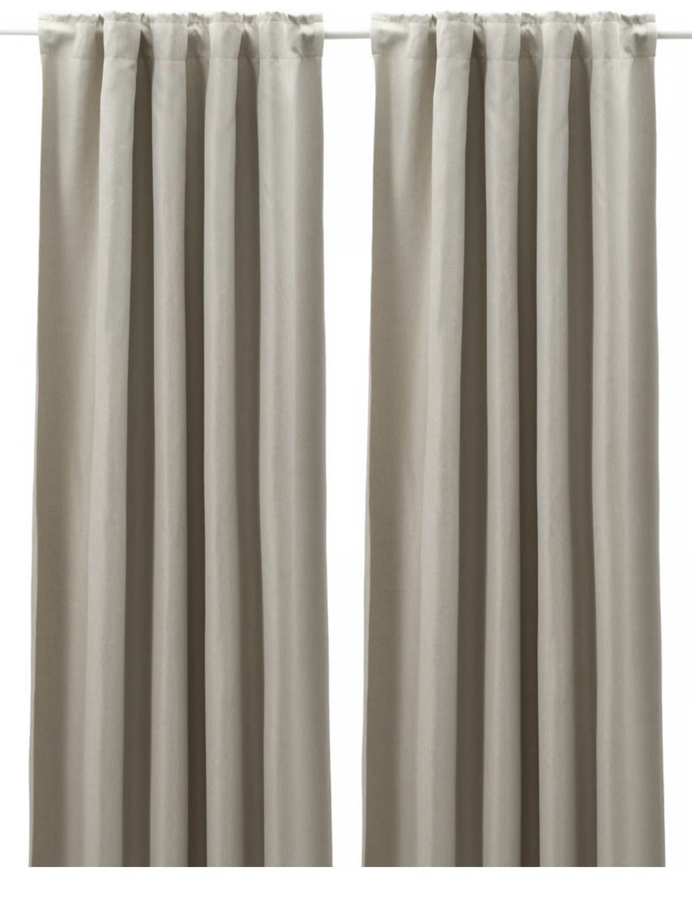 IKEA ANNAKAJSA Room darkening curtains, 1 pair, light gray w/ head tape, 57x98"